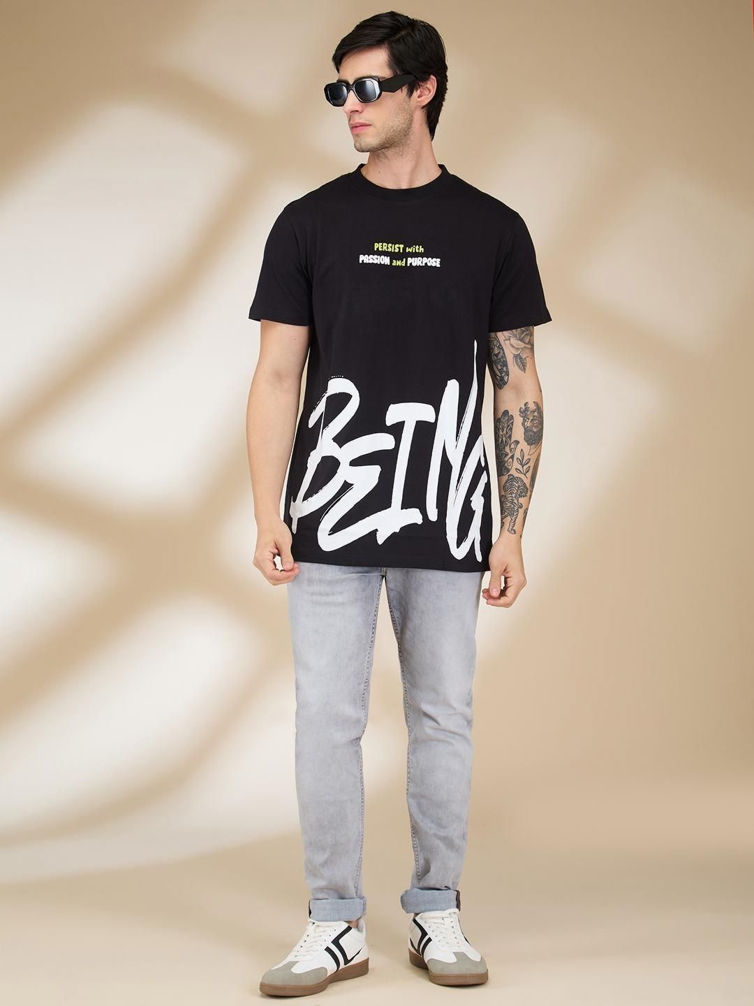 Being Human Men Typography Printed Round Neck Cotton T-shirt