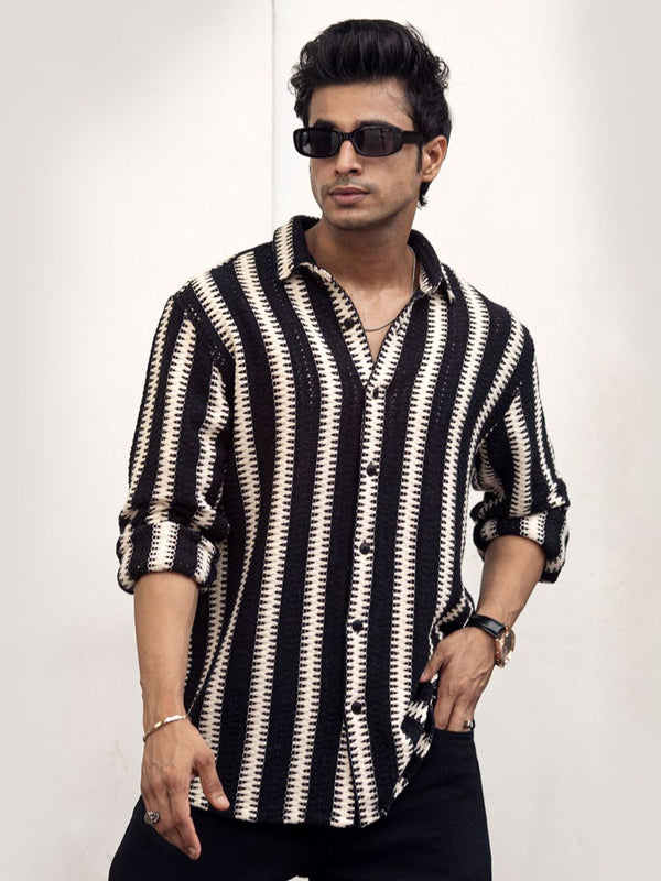 Lelaki Powerlook Abstract Printed Spread India Slim Collar Casual Shirt