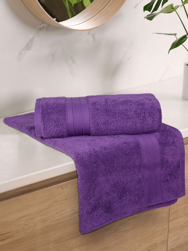 MYTRIDENT Purple 2 Pieces Cotton 500 GSM Bath Towel
