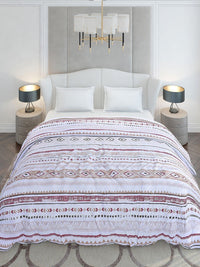 Monte Carlo White & Brown Ethnic Motifs Mild Winter 210 GSM Double Bed Duvet