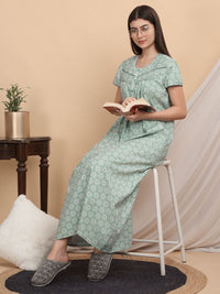 Sweet Dreams Ethnic Motifs Printed Pure Cotton Maxi Nightdress