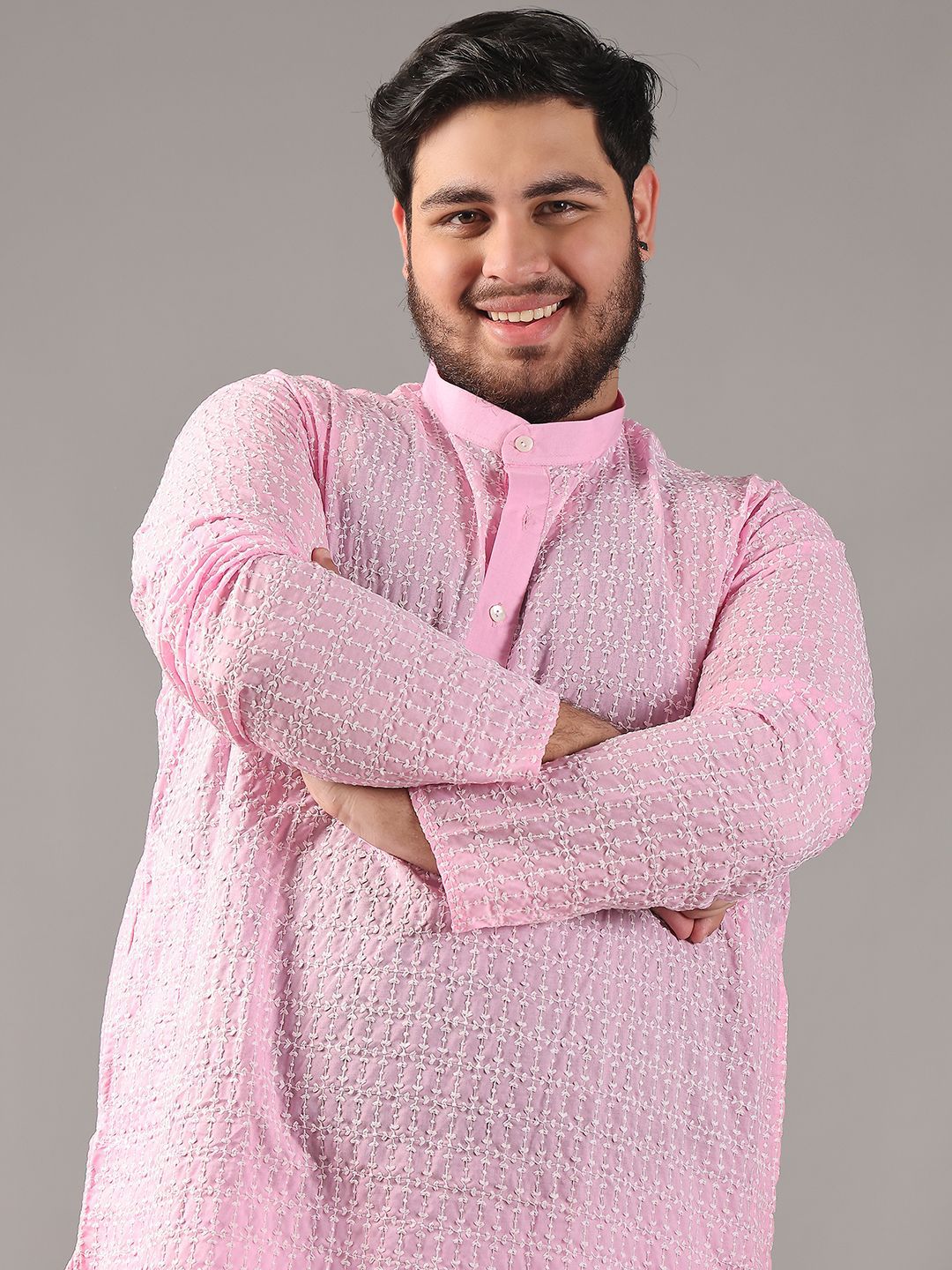 SOJANYA PLUS Plus Size Men Ethnic Motifs Embroidered Pure Cotton Kurta With Pyjamas