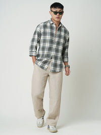 VASTRADO Men Classic Spread Collar Checked Cotton Slim Fit Casual Shirt