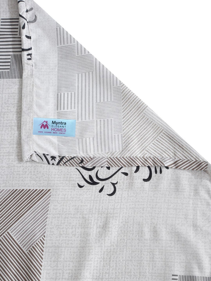 Myntra Elegant Homes Motif Etnik Kelabu Policotton 300 TC Cadar Halus King dengan 2 Sarung Bantal-98 x 89 inci
