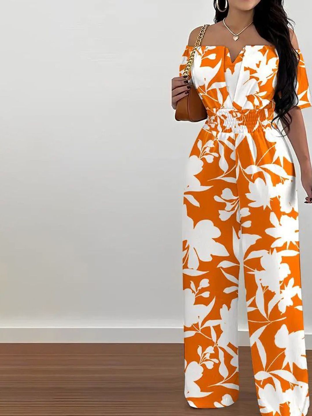 all about you Off-Shoulder Printed Basic Jumpsuit