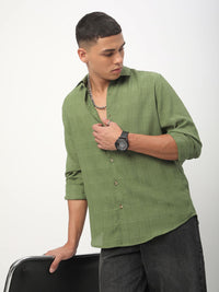 VASTRADO Men Classic Spread Collar Textured Slim Fit Casual Shirt