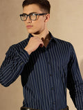 DENNISON Men Vertical Striped Cotton Formal Shirt