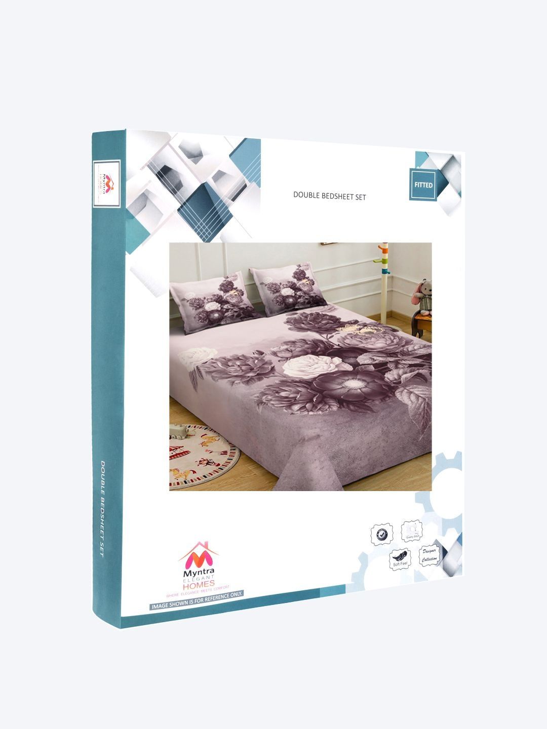Myntra Elegant Homes Purple Floral 300 TC King Bedsheet with 2 Pillow Covers
