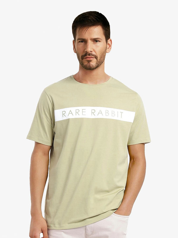 Lelaki Arnab Langka Typography dicetak T-Shirt Kapas Leher Pusingan