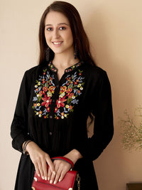 Anouk Floral Embroidered Mandarin Collar Thread Work Short Kurti