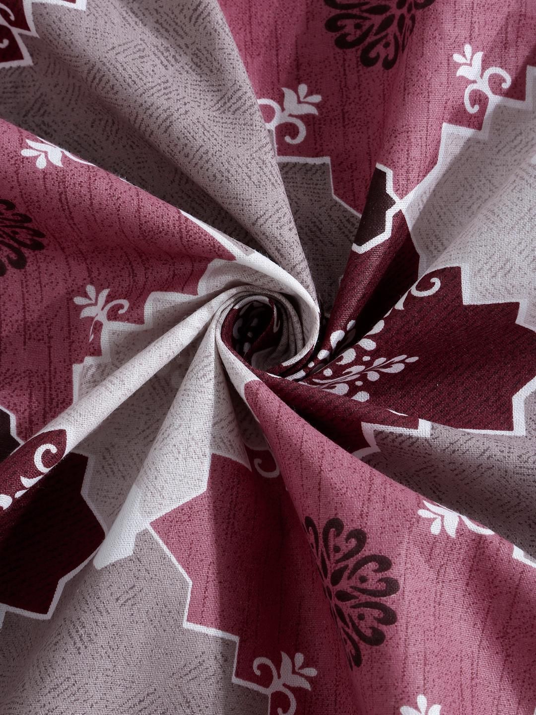 KLOTTHE Pink Geometric Cotton Single Bedsheets
