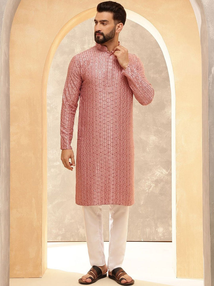 SOJANYA Men Embroidered Regular Kurta with Pyjamas