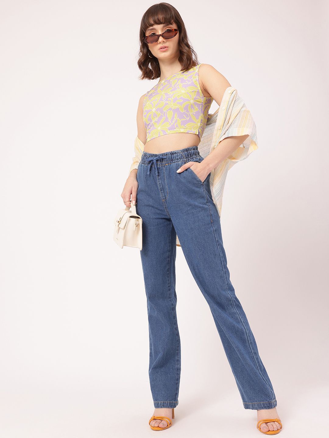 DressBerry Bow Chic Floral Print Crop Top