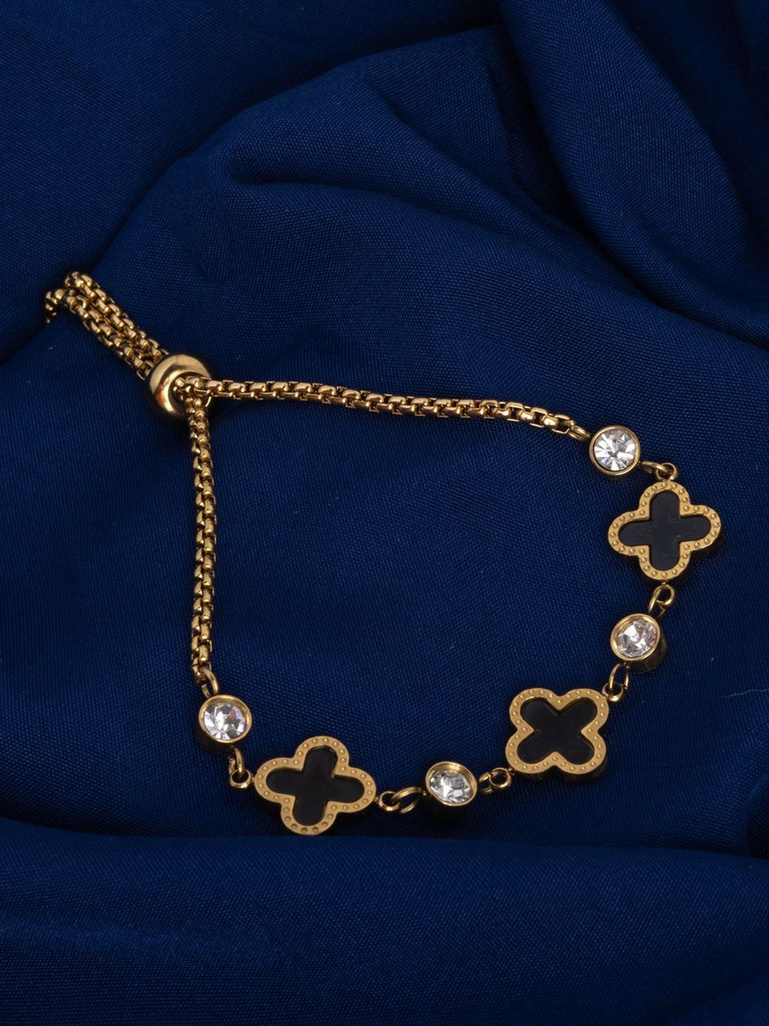 VOGUE PANASH Gold-Plated Cubic Zirconia Studded Link Bracelet
