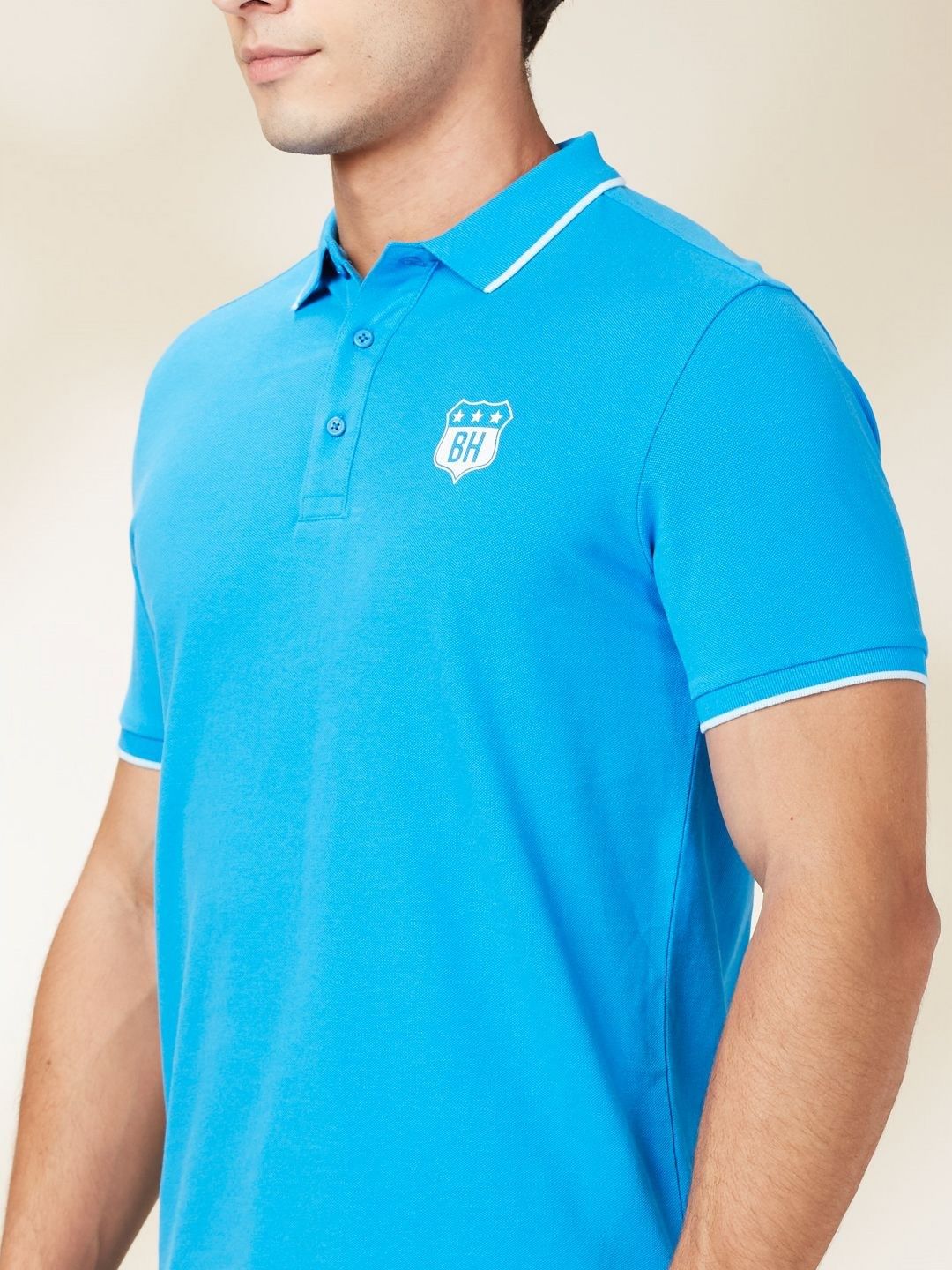 Being Human Men Solid Polo Collar Cotton T-Shirt