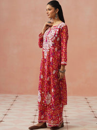 House of Chikankari Women Printed Regular Chikankari Kurta with Trousers
