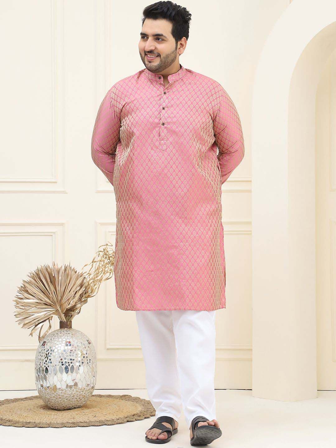 SOJANYA PLUS Motif Etnik Rekaan Tenunan Kurta Lurus Jacquard Dengan Pijama