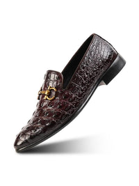 MONKSTORY Men Horsebit Exotic Scale Textured Slip-Ons Formal Shoes