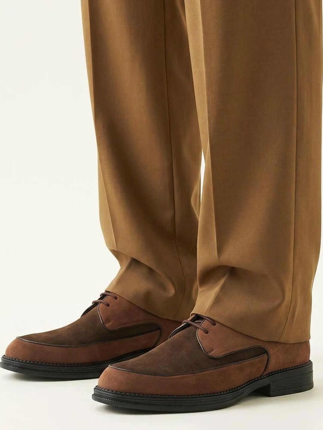 MONKSTORY Brown & Tan Atelier 1860 Dual Tone Derby Lace-Ups