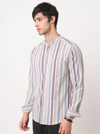 VASTRADO Men Vertical Striped Classic Slim Fit Cotton Casual Shirt