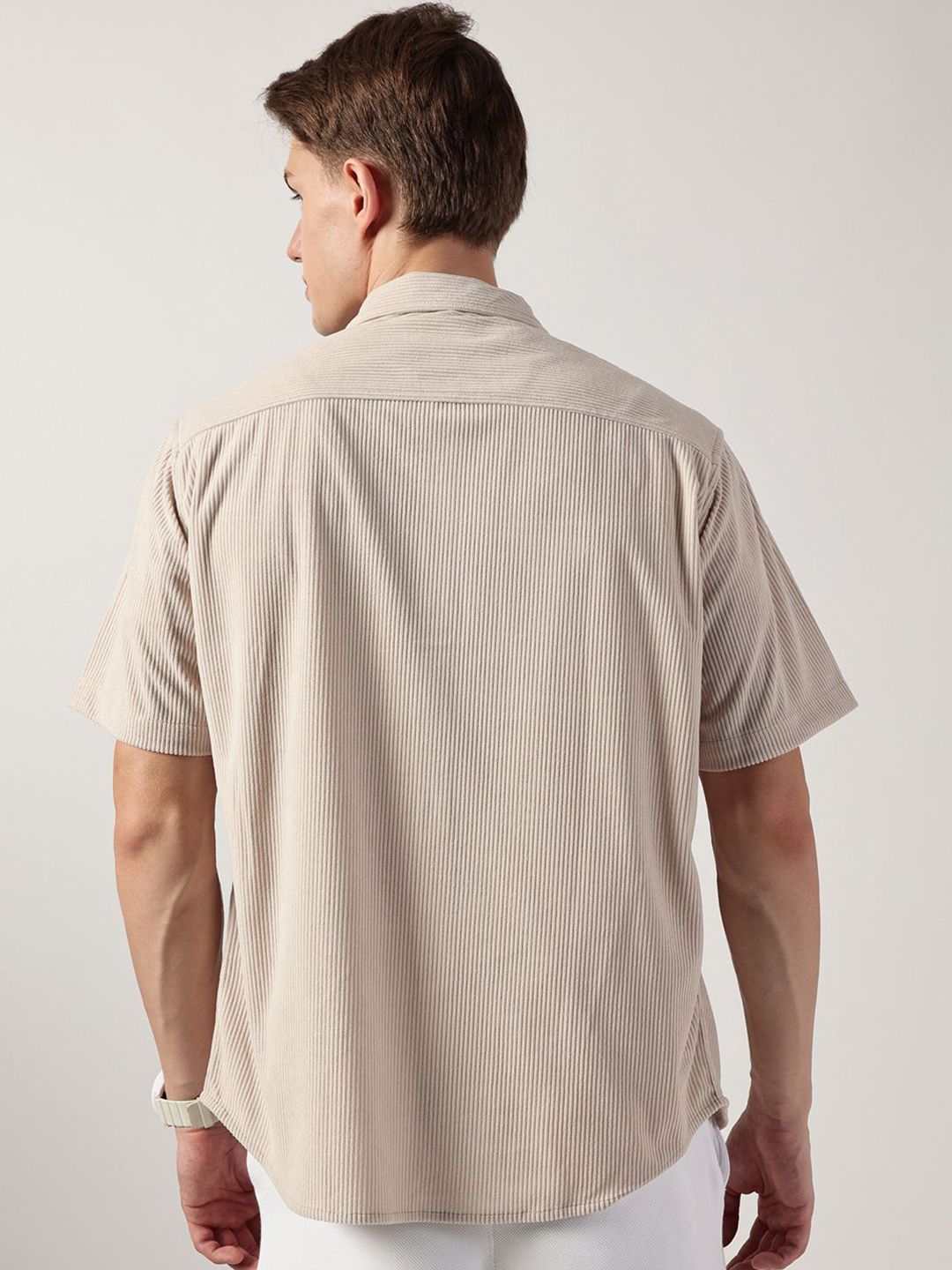 Thomas Scott Men Premium Corduroy Oversized Casual Shirt