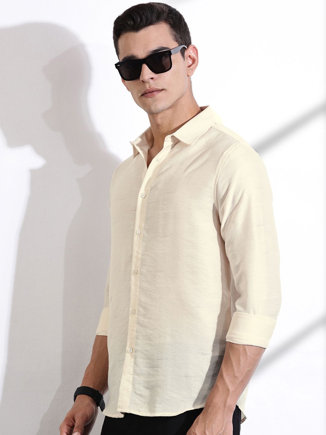 Thomas Scott Men Classic Slim Fit Opaque Casual Shirt