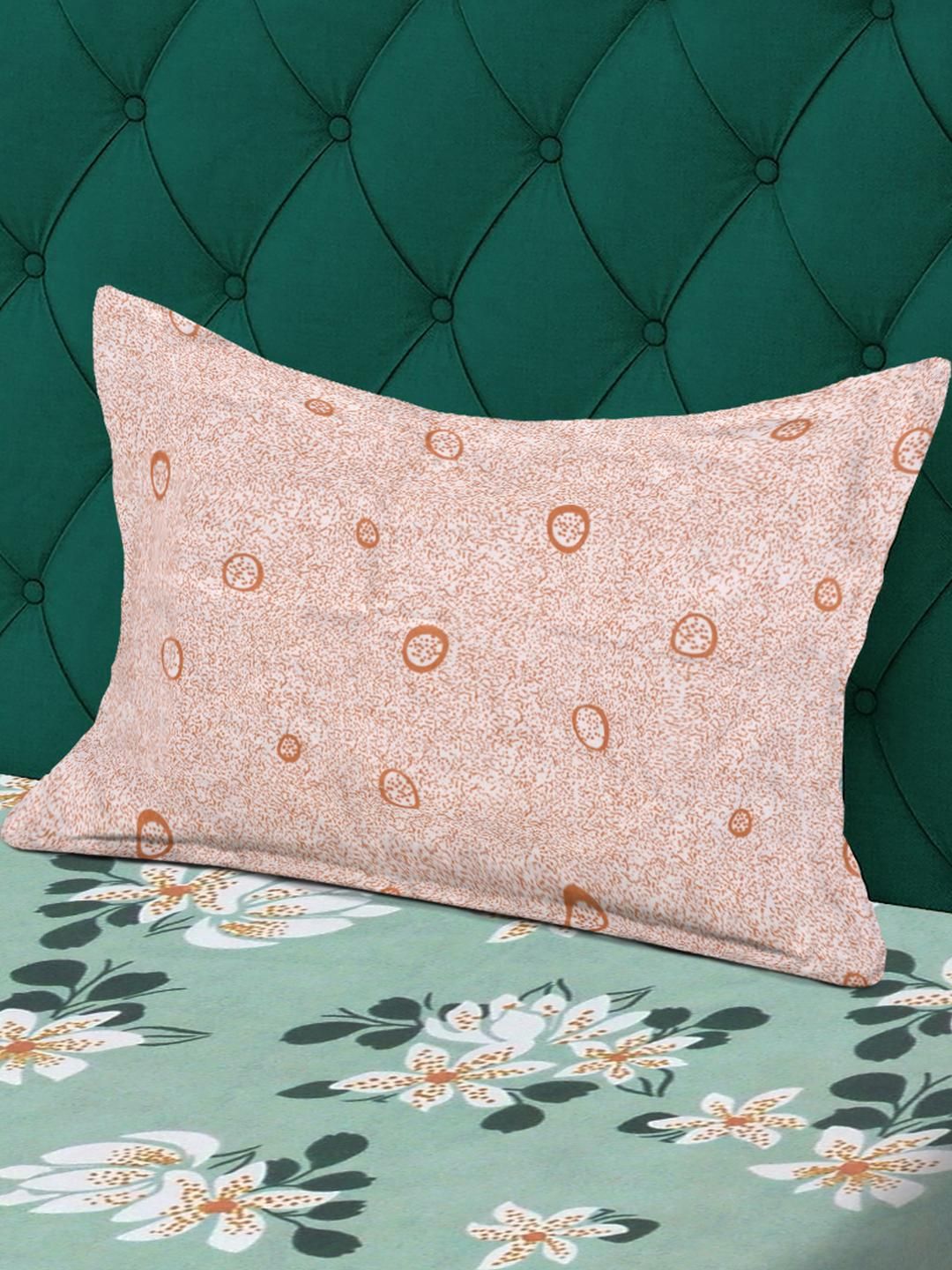 KLOTTHE Green Floral 300 TC Cadar Bujang dengan 1 Sarung Bantal