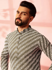 Anouk Men Embroidered Regular Sequinned Pure Cotton Kurta with Pyjamas