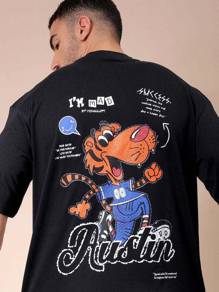 The Indian Garage Co Men Graphic Printed Round Neck Pure Cotton Oversized T-shirt
