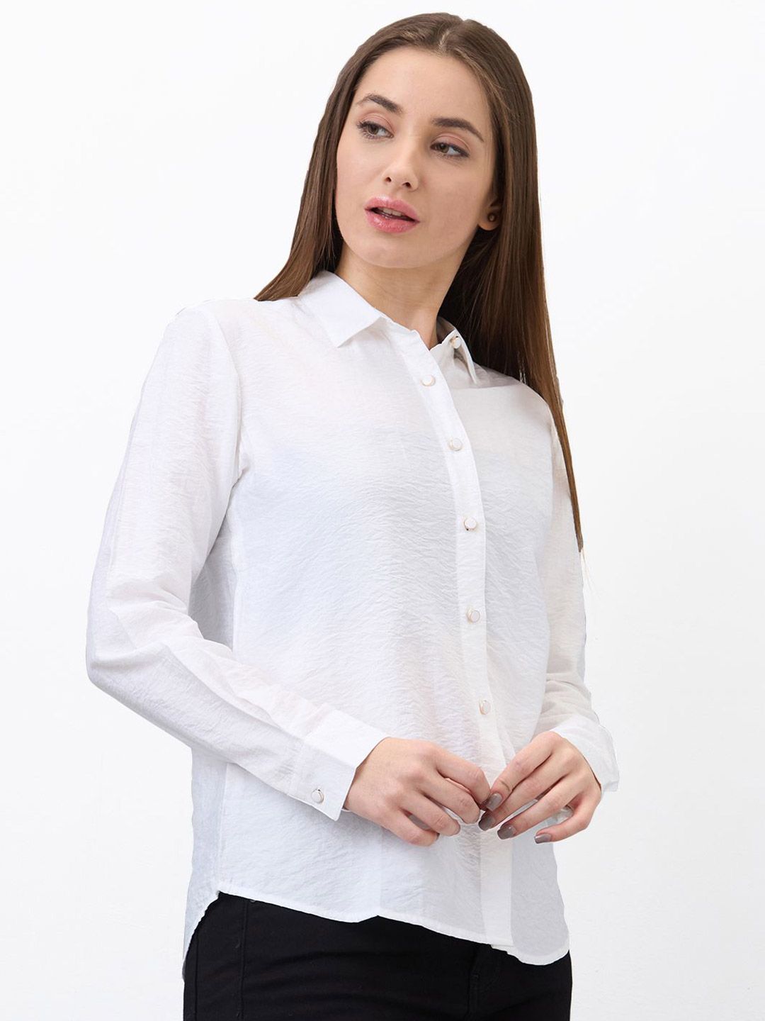SPYKAR Women Spread Collar Textured Casual Shirt