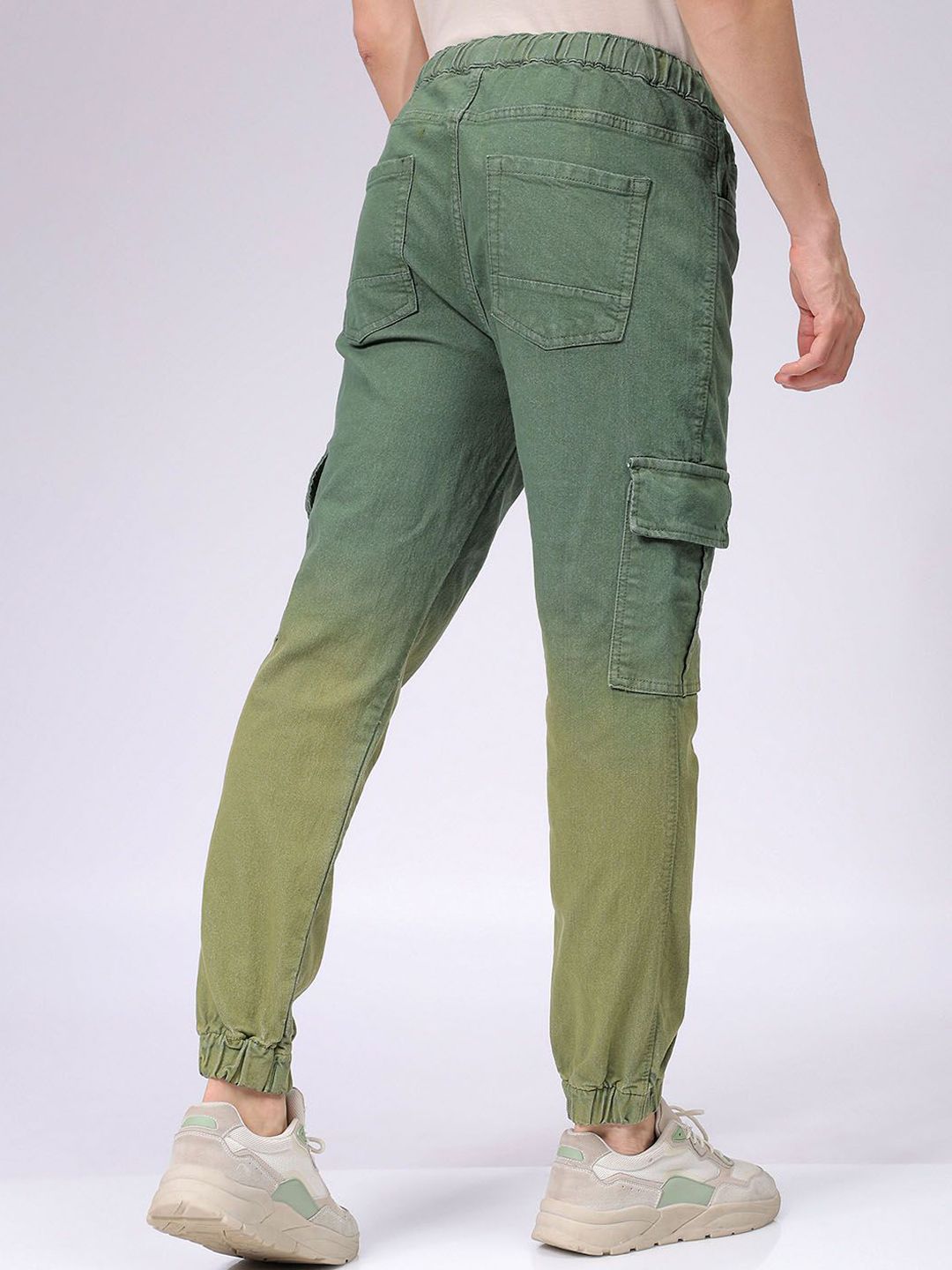 The Indian Garage Co Men Low Distress Stretchable Cargo Denim Joggers