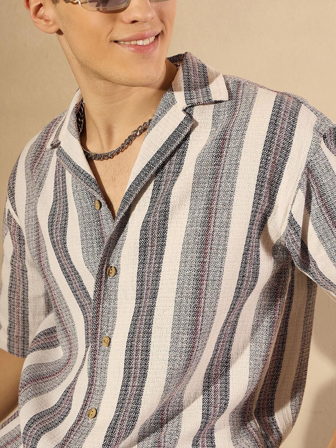 DENNISON Multi Stripes Oversized Casual Shirt