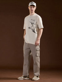 THE BEAR HOUSE Men Floral Printed Round Neck Cotton Oversized Fit T-shirt