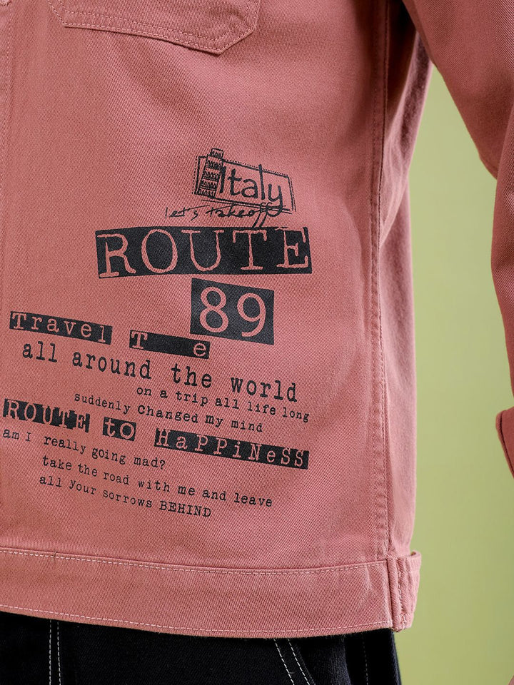 The Indian Garage Co Men Typography Denim Jacket with Embroidered