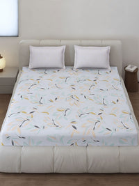 Monte Carlo Edmond White & Grey Ethnic Printed 144 TC King Bedsheet Set 2.70 m x 2.70 m