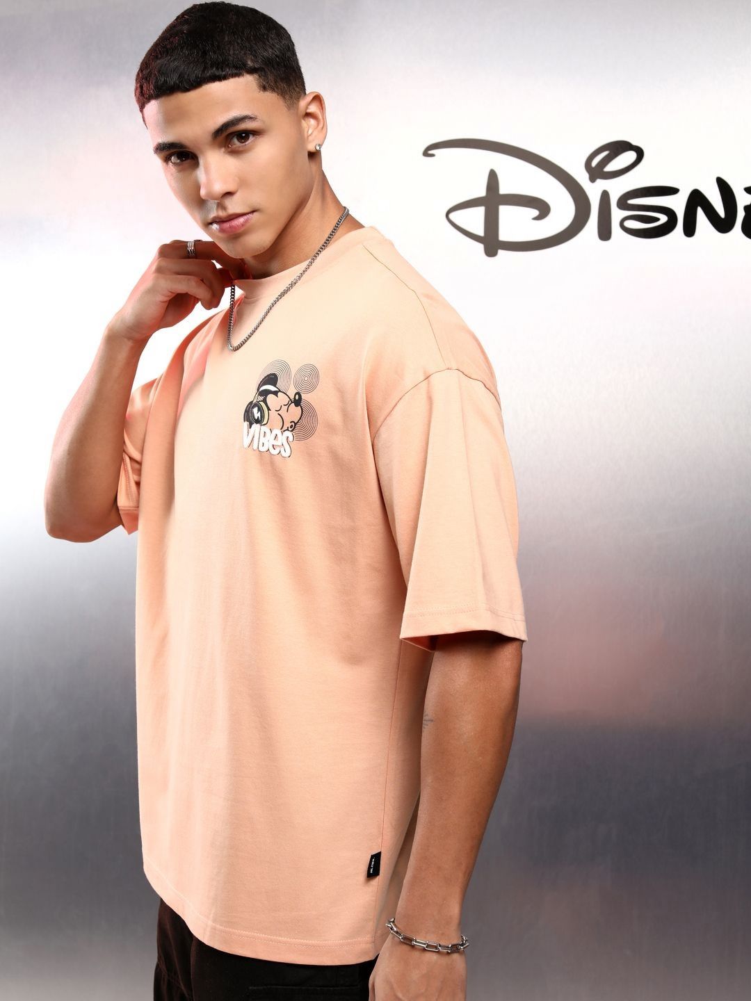 HIGHLANDER Disney Men Mickey Mouse Short Sleeve Oversized Drop Shoulder Tshirt