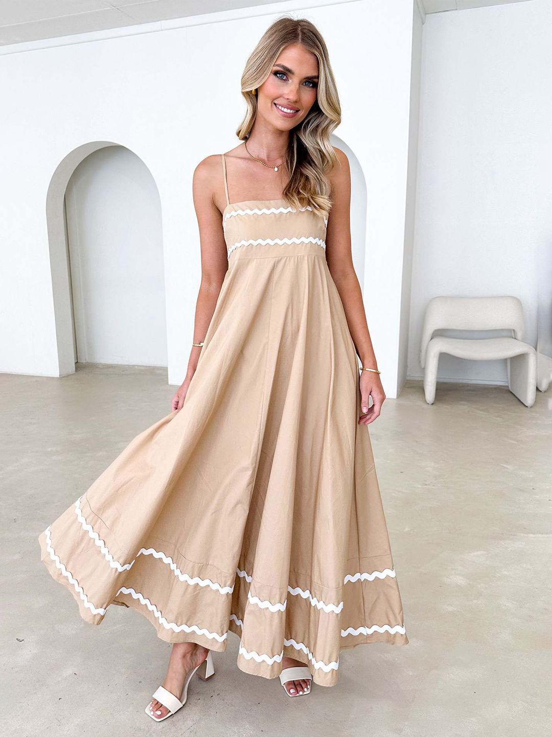 all about you Women Shoulder Straps Sleeveless Maxi Dress