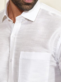 VASTRAMAY Shirt Collar Long Roll-Up Sleeves Shirt With Veshti
