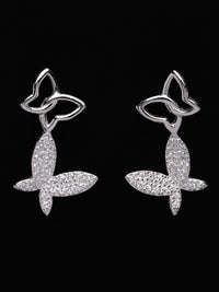 PANASH 925 Sterling Silver Rhodium-Plated Cubic Zirconia Studded