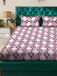 KLOTTHE Pink Floral Printed Dilengkapi 400 TC Kapas Cadar King & 2 Sarung Bantal