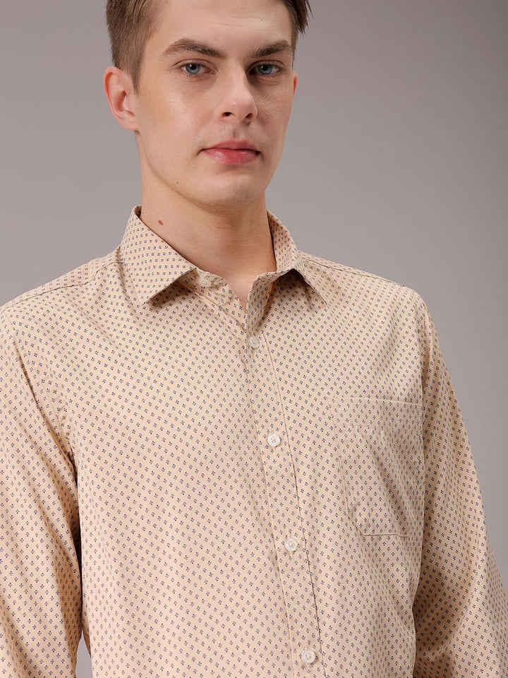 The Indian Garage Co. X Luxe Men Spread Collar Micro Ditsy Printed Slim Fit Formal Shirt
