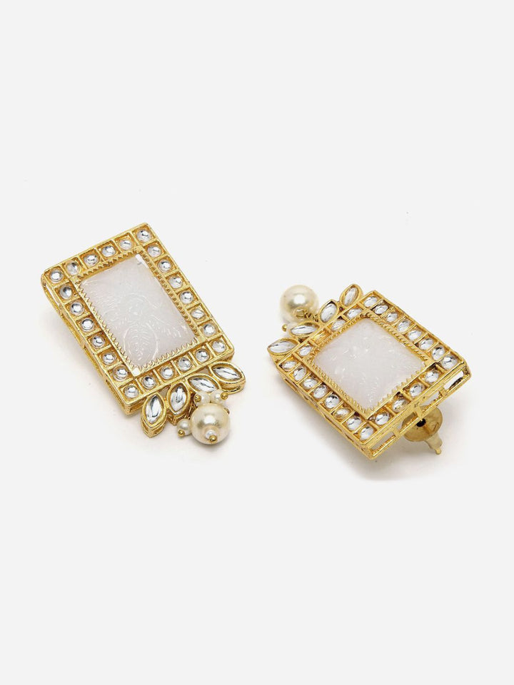 Anting-anting Jatuh Berbentuk Segiempat tepat Anouk Bersalut Emas Kundan