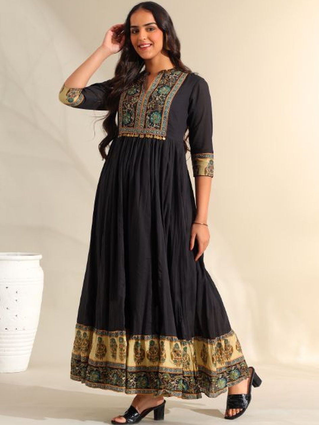 Pakaian Maxi Cetakan Motif Etnik Mamicha Fit & Flare