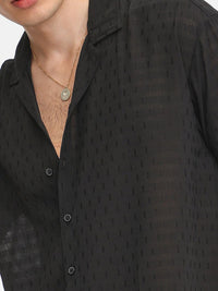 Campus Sutra Men Relaxed Fit Textured Casual Shirt