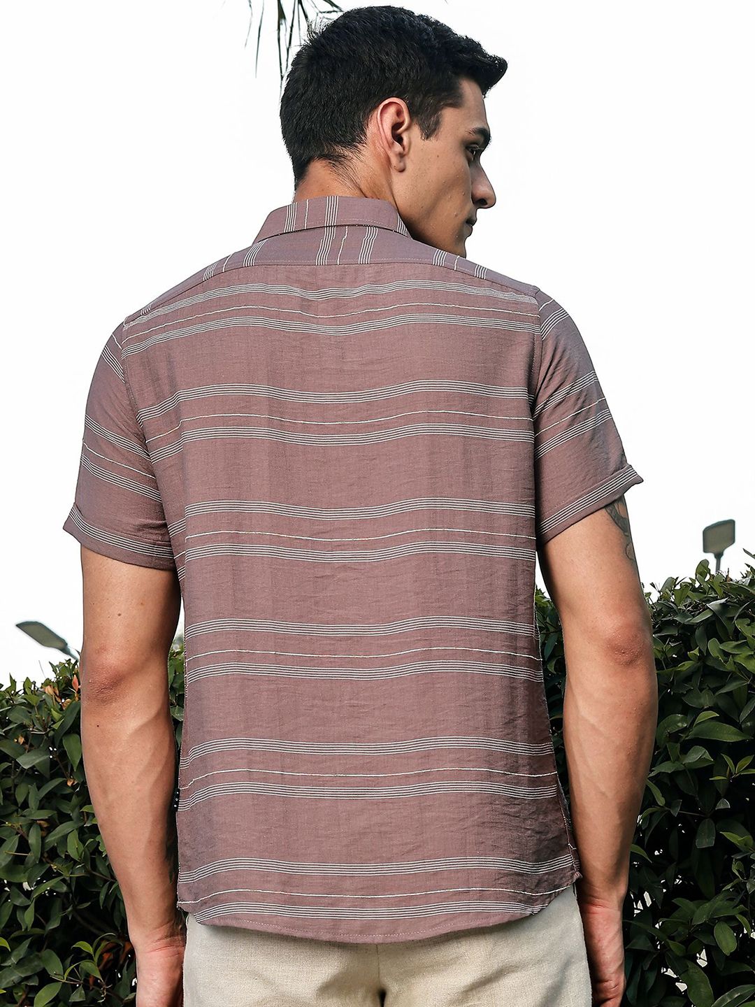 Thomas Scott Men Premium Slim Fit Striped Casual Shirt
