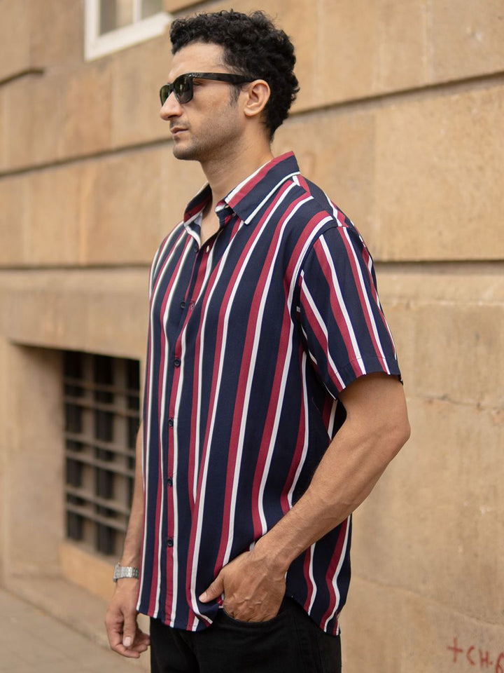Powerlook Vertical Striped Short Sleeves Shirt