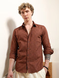 Campus Sutra Comfort Textured Spread Collar Cotton Casual Shirt