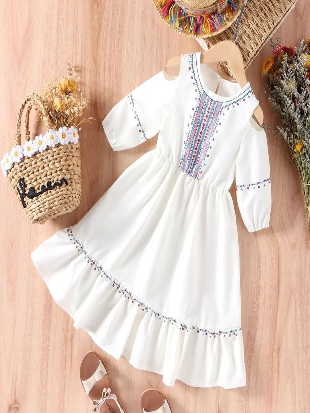 YK Girls A-Line Midi Dress