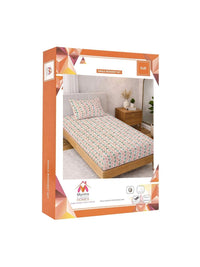 Myntra Elegant Homes Cream-Coloured & Pink Floral 300 TC Single Bedsheet with 1 Pillow Covers