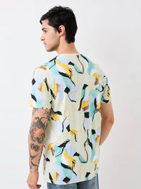 SPYKAR Men Abstract Printed Round Neck Cotton Slim Fit T-shirt